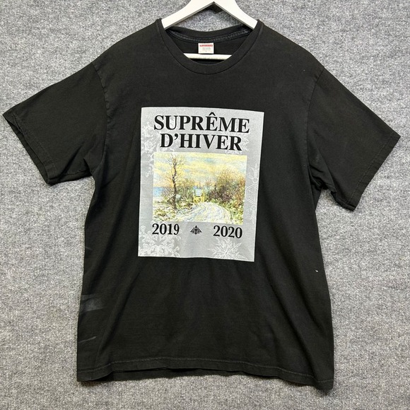 Supreme Other - Supreme D'Hiver T-Shirt Men's Black Graphic Short Sleeve Streetwear USA Made - L